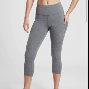 Athleta Ultimate Stash Pocket Capri. Grey stretch leggings